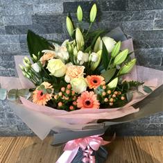 Hand tied aqua bouquet florist choice