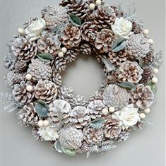 White Winter Dried &amp; Artificial Wreath