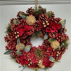 Reds and Golds Dried &amp; Artificial Christmas Wreath